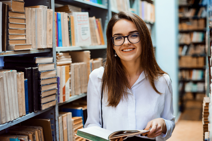 Female student studying MLS degree in college